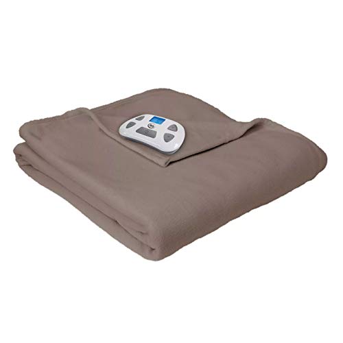 Serta | Brushed Fleece Heated Electric Blanket With Programmable Digital Controller, Full, Beige #TOP1