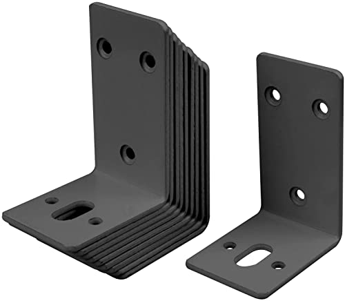 10 pcs Raccord d'angle pour charges lourdes Trou oblong (82+58) x45mm Equerre de plaque perforée Epaisseur 3mm Equerre de montage Raccord en bois en forme de L Equerre d'angle pour 30Kg Cover