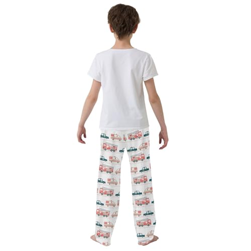 ZZXXB Fire Truck Print Boys Long Pants Soft Trousers Elastic Waist Kids Lounge Bottoms with Pockets S-XL3