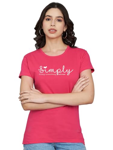 Image of Women Cotton Regular Fit Round Neck T-Shirt (Simply)