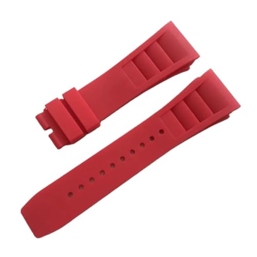 HTHRRFE Correa de reloj de caucho de 25 mm, color rojo, negro, verde, gris, azul, amarillo y naranja, compatible con Richard Mille, compatible con la pulsera RM011 Mille.(Red-No buckle)
