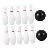 Mikinona Kinderspiel Bowling Kunststoff Pins mit Schwarzen Kugeln Sicher Glatte Oberfläche Fördert Koordination und Sportinteresse Drinnen und Draußen für Kleinkinder Jungen Mädchen