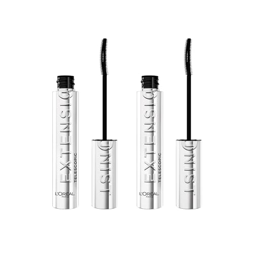L'Oréal Paris - Lot de 2 - Mascara Volume & Longueur - Convient aux Yeux Sensibles - Brosse à Picots Sculptants - Mascara Extensionist - 9,9 ml x 2
