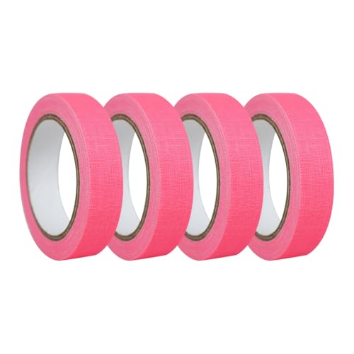 Image of 4 Rolls 15mm x 5m Neon Gaffer Cloth Tape Glow in The Dark Cloth Tape Fluorescent Fabric Tape UV Blacklight Tape Glowing Decoration Tape for Party Home Pink