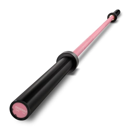PROOFGOLD 6.6ft Olympic Barbell Bar 35Lb(15kg) Womens Barbell Bench Press Bar for Squats and Deadlifts 2 Inch Olympic Weight Bar for Home Gym 500LB Black&Pink