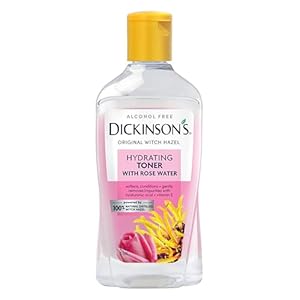 Dickinson’s Enhanced Witch Hazel Hydrating Toner with Rosewater, Alcohol Free, 98% Natural Formula, 16 Fl Oz (Pack of 1)
