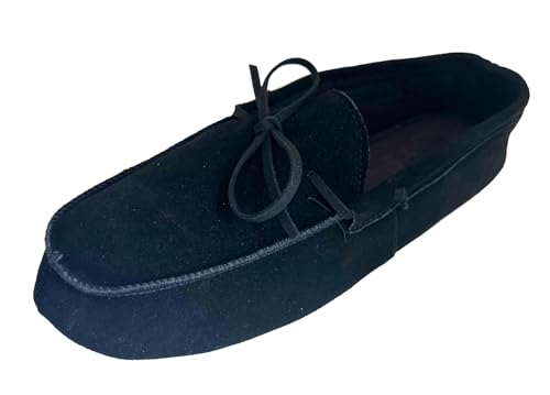 G4U Men's Moccasin Slipper Suede Leather Insulated House Slippers