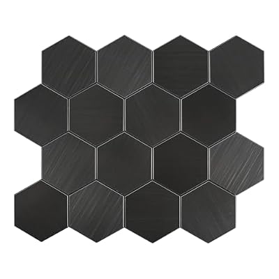HOMEART Peel and Stick Backsplash Hexagon Tile, 12-Sheet Black Hexagon Tiles Mosaic Tile Backsplash for Kitchen Bathroom Fireplace