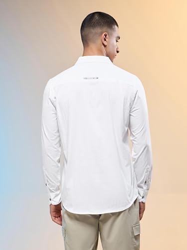 Image of TECHNOSPORT Men's Polyester Slim Fit Solid Casual Shirt with Ts Lytra