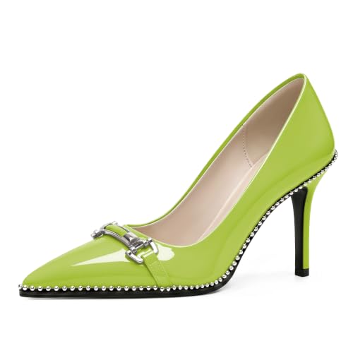 Image of Women's High Heel Pumps Stiletto Heel Pumps for Women Pointed Toe Heels Elegant Classic 3.5 Inch Beaded Pumps