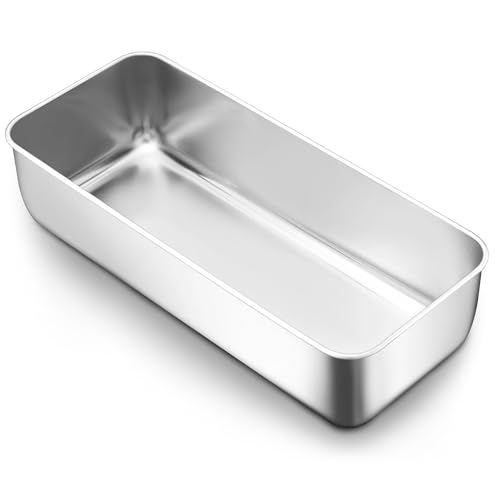 Joyfair Molde para pan, 31,2 cm de acero inoxidable, forma de caja grande, rectangular, molde para pan, 7,5 cm de profundidad, apto para pan/pastel/tostada, saludable y no tóxico, fácil de limpiar y