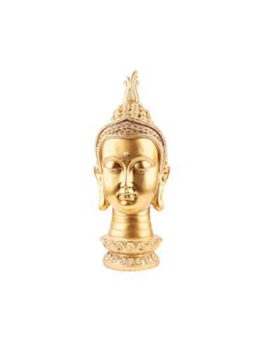 Image of THE WHITE INK DECOR Lord Buddha Statue, Figure, House Warming, Decorative Items Lord Buddha Statue for Living Room, Antique Gold, Meditating Buddha Head Statue for Home Decor (8.5inches)