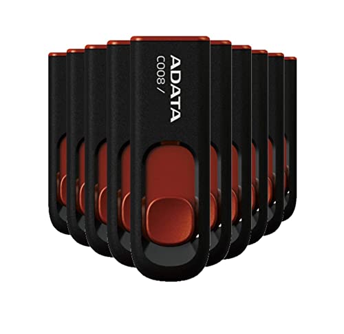 Memorias Usb, Personal Computer PSA ADATA Memoria USB 16 GB, Kit de 10 Pïezas, AC008, Color Negro/Rojo, (Modelo: AC008-16G-RKD), Paquete 10 Piezas, USB 2.0, COMPUTO Y PAPELERIA