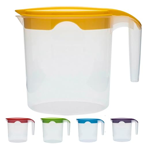 SAFRI 1 Liter Plastic Water Fruit Juices Jug Milk with Lid and Easy in Pouring (Yellow, 1)