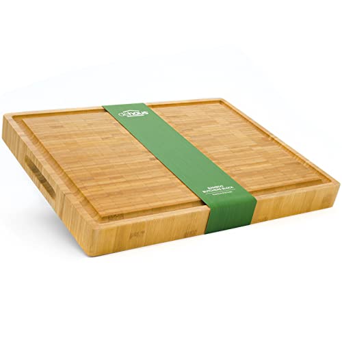 Dehaus® Beau Moyenne Planche à Découper Bambou Bois, les Grains en Bout 35 x 25 x 3 cm, Planche a Decouper Professionnelle, Planche Bois, Plateau Aperitif ou Fromage, Charcuterie ou Planche a Pain