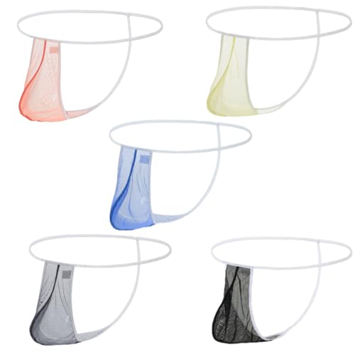 Men’s Sheer See Through Thong Underwear with Pouch Bulge Transparent Sexy Ice Silk G String