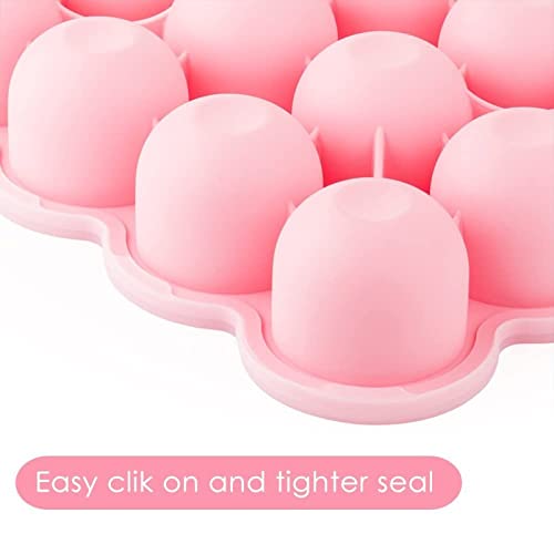 Samuelworld Baby Breast Milk And Food Storage Container, 12 Portions X 2.5Oz, Stackable Food Grade Silicone Tray With Clip-On Hard Lid For Homemade Purees, Vegetables & Fruits - Pink #TOP3