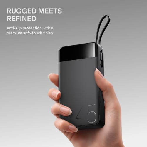 Image of boAt Apex PB445; in-Built Type-C Cable; 20000 mAh 2-Way PD 45W Fast Charging Powerbank with Triple Output; Premium Finish; for Android, iPhone 17 /16 /Pro, Samsung, iPad (Phantom Black)
