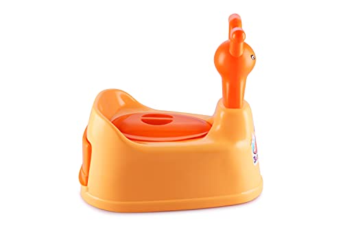 Image of Nabhya Potty Toilet Trainer Seat /Chair with Lid and High Back Support for Toddler Boys Girls (Age 7 Months to 3 Years) (Orange)
