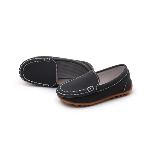 Image of SOFMUO Boys Girls Leather Loafers Slip-On Oxford Flats Boat Dress Schooling Daily Walking Shoes(Toddler /Little Kids)