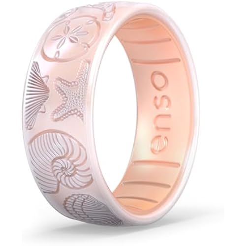 Enso Rings Etched Classic Silicone Rings - Etched Coastal Collection - Comfortable and Flexible Design