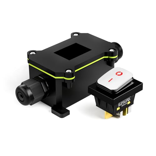 KCD4 Toggle Switch on Off 30A Marine Waterproof Rocker Switch 110v Red LED with Junction Box 30x22mm for Cars,Boat, and DIY Enthusiasts(110-220V Stainless Steel with Box)