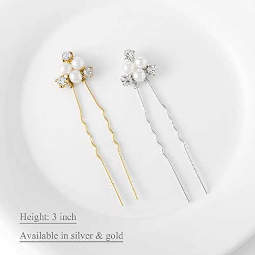 Asooll Bride Wedding Hair Pin Flower Bridal Head Clip Rhinestone Crystal Headpiece For Women And Girls(Pack Of 5)(Gold) Free Size #TOP2