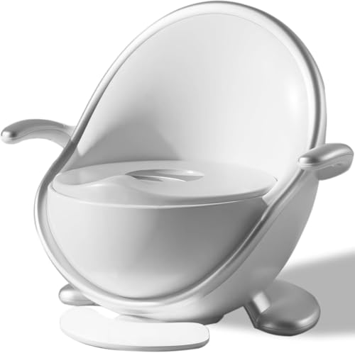 Apaeofl 【新昇級 おまる】女の子 男の子 トイレトレーニング トイトレ 子供 幼児用便座 オマル こども 補助便座 洗浄が簡単 すべりどめ 人間工学に基づいたデザイン 多機能 (シルバー)