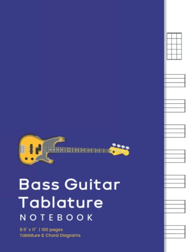 Carnet de tablature basse à 4 cordes avec diagrammes d'accords