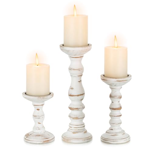 Romadedi Wood Candle Holders for Pillar Candles - Set of