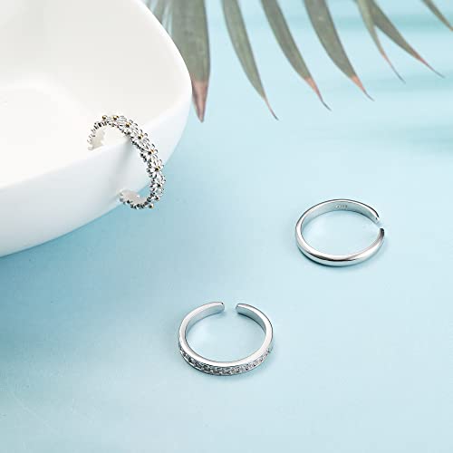 Fasacco Toe Rings 925 Sterling Silver Toe Rings For Women Cz Simple Daisy Adjustable Toe Rings #TOP1