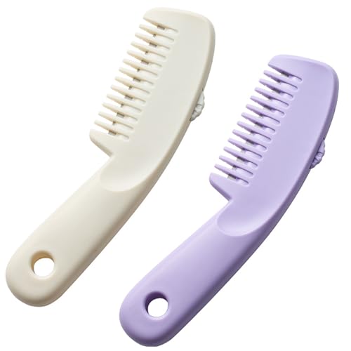 2-in-1 Hair Thinning Comb Hair Razor for Cutting Hair Razor Comb Styling Split End Trimmer for Women Hair Clipper Hairdressing Razor for Hair Ends Cutting and Baby Hairs White And Purple(2 pack)