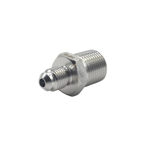 Image of HFS(R) 3 /8 inch NPT Male to 1 /4 inch SAE Male Flare Tubing Adapter Hose Connector Pipe Fittings 304 Stainless Steel (3 /8 inch MNPT x 1 /4 inch MSAE)