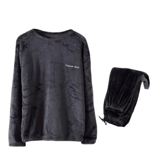 Men's 2 Piece Pajama Set Fuzzy Fleece Pajamas Cozy Long Sleeve Long Pants Winter Lounge Set Soft Plush Loungewear