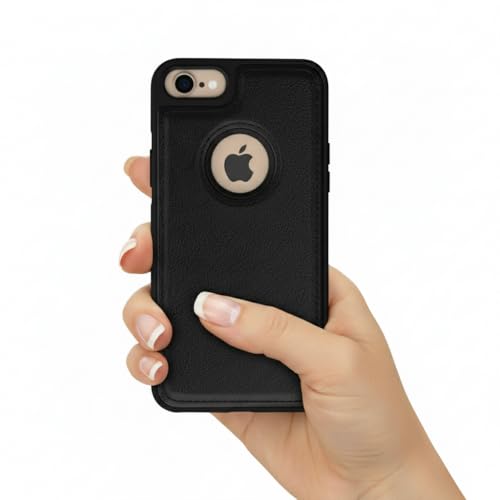Image of Leather Case for Apple iPhone 7 / iPhone 8 Premium Protective Stylish Slim Cover with Shockproof Raised Edges Black
