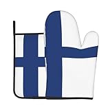 Ofenhandschuh und Topflappen-Set mit finnischer Flagge, ein Muss für Küche, Backofen, Mikrowelle, Grill