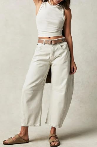 yoeasy Women's Baggy Barrel Jeans Wide Leg Mid Rise Vintage Denim Ankle Pants Y2k Baggy Boyfriend Jeans2