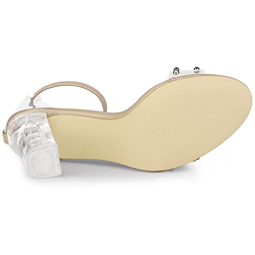 Allegra K Allegra K Women's Clear Block Heel Ankle Strap Nude Heeled Sandals 7.5 M US