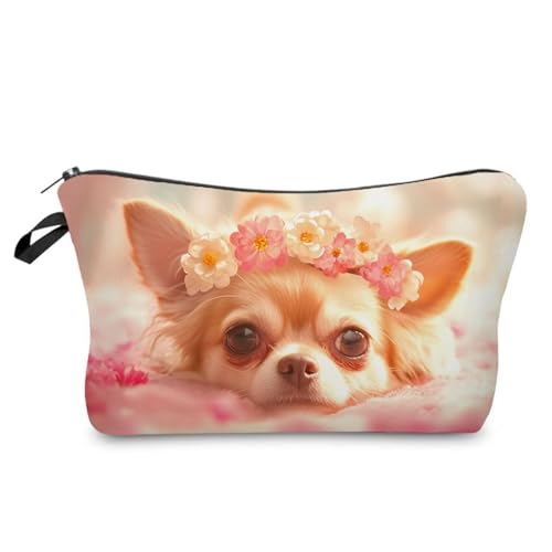 Livel lhood Floral Chihuahua Cute Small Makeup Bag -3