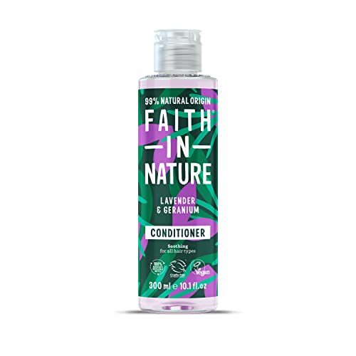 Faith In Nature 300 ml natürlicher Lavendel und Geranie Conditioner, pflegend, vegan und tierversuchsfrei, ohne SLS oder Parabene, für normales bis trockenes Haar Cover