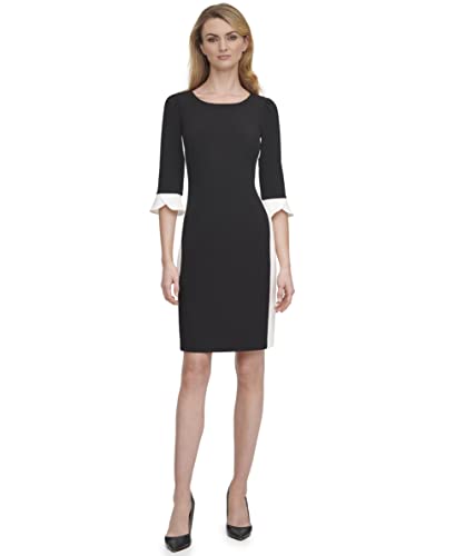 Image of DKNY Women's Sheath with 3 /4 Chiffon Sleeve Dress