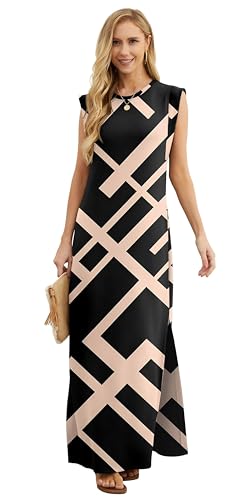 Image of GRECERELLE 2026 Women Year-Round Casual Round Neck Loose Split Wrinkle-Free Long Maxi Vacation Dress with Pockets (XXS-4XL)