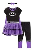 WARNER BROS DC Comics Justice League Batgirl Infant Baby Girls Tulle Costume Dress Leggings Cape and Headband 4 Piece Set 18-24 Months