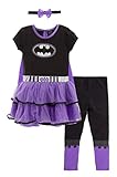 WARNER BROS DC Comics Justice League Batgirl Toddler Girls Tulle Costume Dress Leggings Cape and Headband 4 Piece Set 4T