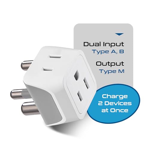 Image of Ceptics South Africa, Namibia Travel Adapter Plug with Dual Usa Input - Type M - Ultra Compact - Safe Grounded Perfect for Cell Phones, Laptops, Camera Chargers and More 3 Pack (CT-10L)
