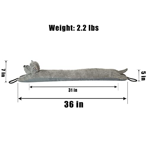 Estimber Under Door Draft Stopper Decorative Wind Stopper 36 Inch For Door & Window, Weighted Animal Air Draft Stopper Snake Noise Blocker For Bottom Of Door With Hanging Loops - Grey Dog #TOP1