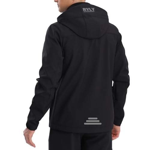 Men's Softshell Jacket with Hooded Fleece Lined Windproof Waterproof Fishing Hiking Shell Jacket for Men2