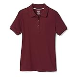 French Toast -girls Short Sleeve Picot Collar (Standard & Plus) Polo Shirt, Burgundy, 7 8 US