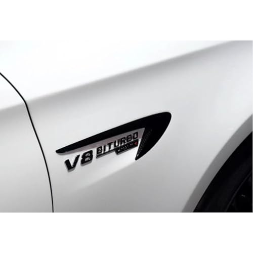 Image of Compatible with V8 BITURBO 4matic+ Emblem|ABS Chrome Letters,Adhesive Backing, No-Tool Install for 2019-2023 Models (G63 /C63 /GLC63)-3D -Style Design & Weatherproof Finish (Black+)