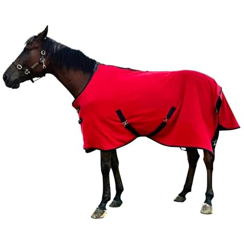 Polar Fleece Cooler Horse Fleeces,Horse Cooler Fleece Blankets for Horses,Horse Exercise Sheet,Horse Care Blanket (Red, EU 145 cm - US 78 in) Cover